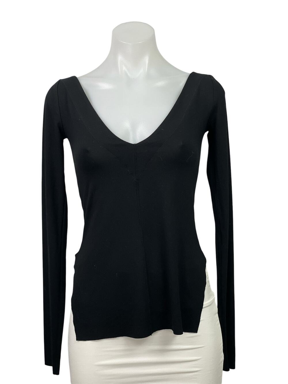 MDNT : 45 Avant-Garde Women's Black Long Sleeve Slit Tunic Blouse Top Size XS